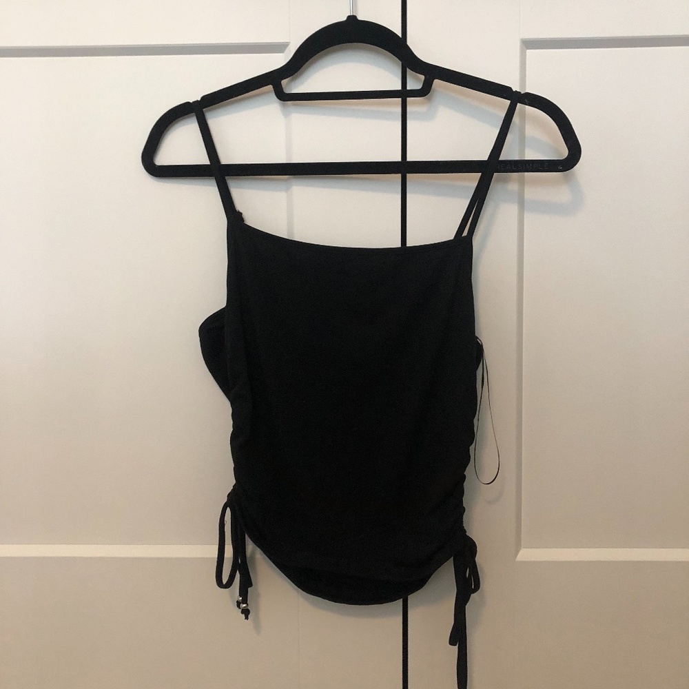 Black Tank with Ruched Sides - NWT Medium
